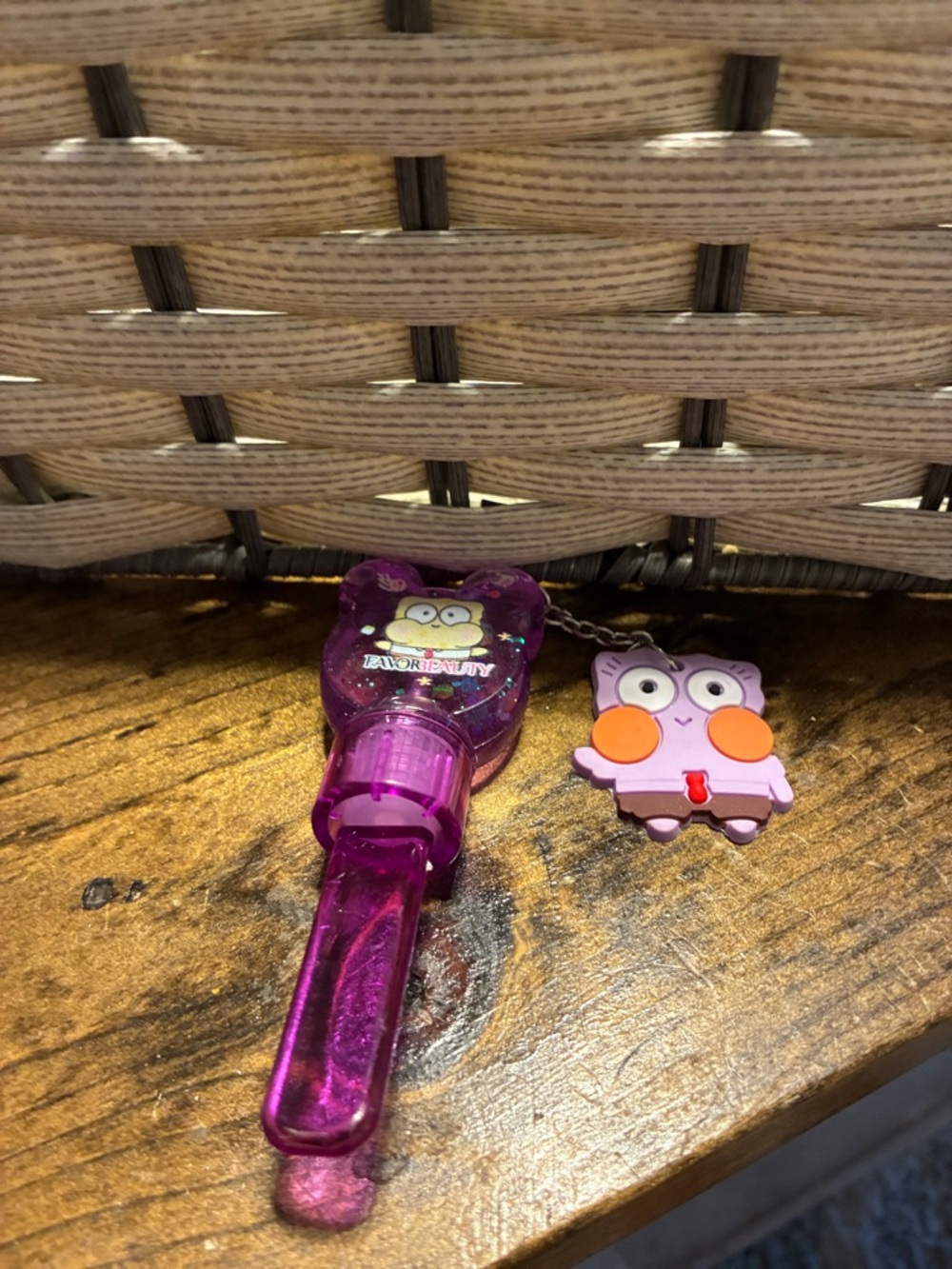 Kids Pink Owl Bubble Wand and Keychain Set